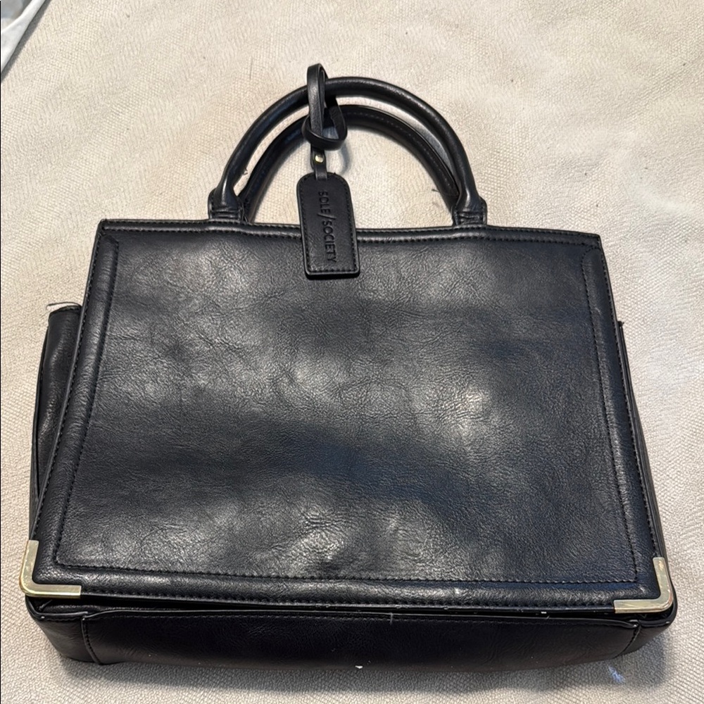 Kelly & Katie Black Leather Tote